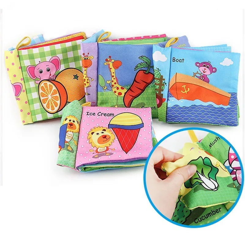 Early Learning Fabric Toy for Infants: Fruit and Animal Cognitive Puzzle Book.