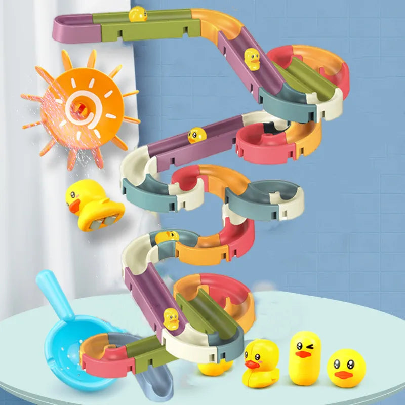 Bath Toys Baby Bathroom Duck DIY Track Bathtub Kids Play Water Games Tool Bathing Shower Wall Suction Set Bath Toy for Children