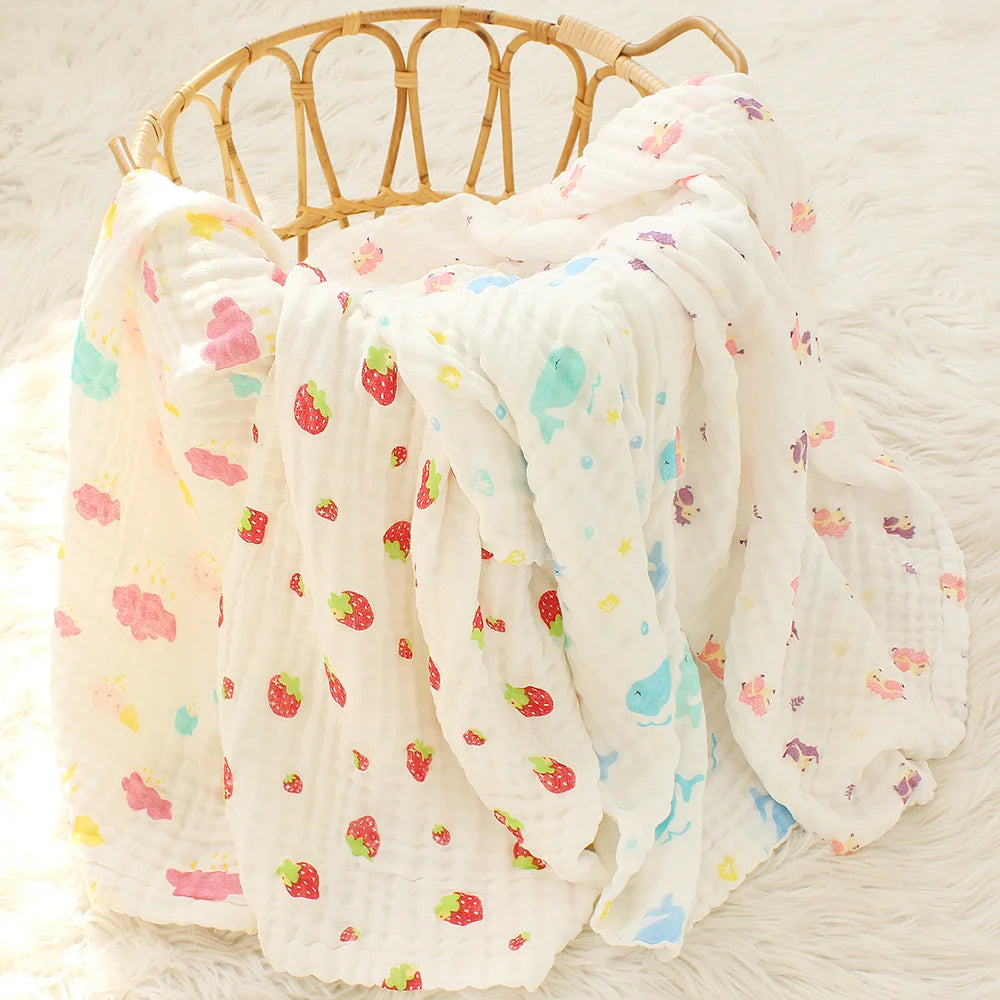 6 Layers Bamboo Cotton Baby Receiving Blanket Infant Kids Swaddle Wrap Blanket Sleeping Warm Quilt Bed Cover Muslin Baby Blanket